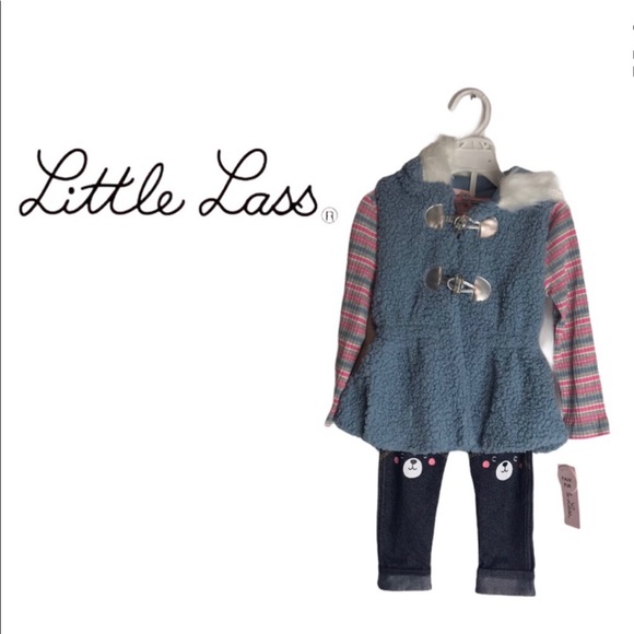 Baby Girl Little Lass Vest, Top & Leggings Set